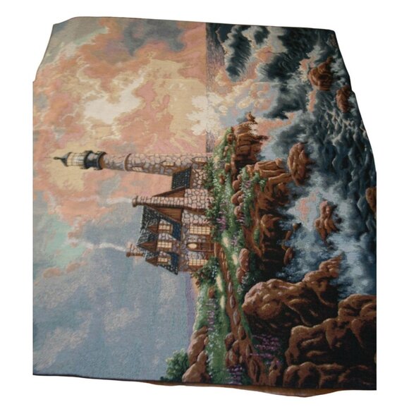Lighting the Course Tapestry Wall Hanging J Gibson Lighthouse Coastal 56x38 USA - Picture 2 of 5